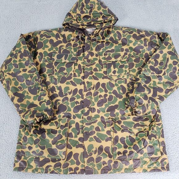 VINTAGE Wetha Guard Academy Broadway Mens XL Green Duck Camo Camouflage PVC - Picture 4 of 12